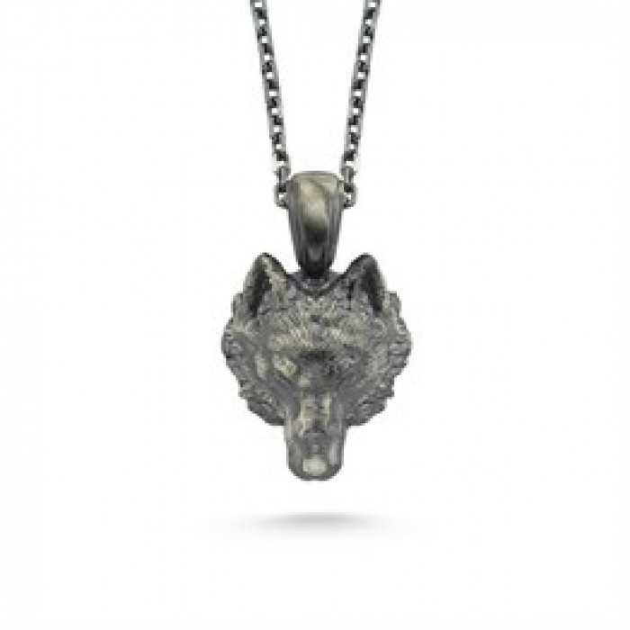 Wolf Head Silver Necklace